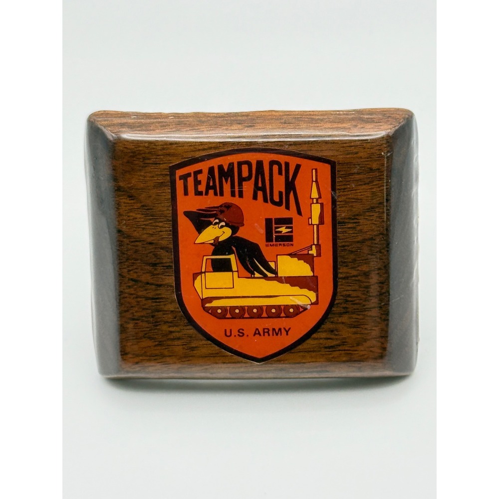 Vintage U.S. Army Teampack Belt Buckle 3.25" Wood Resin Emerson Military Retro